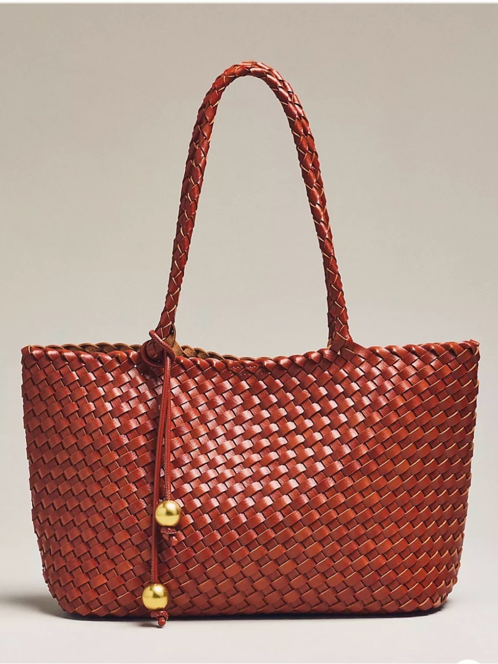 Anthropologie Calla Woven Tote Bag NWT Everyday Brown Orange Fall Chic Preppy